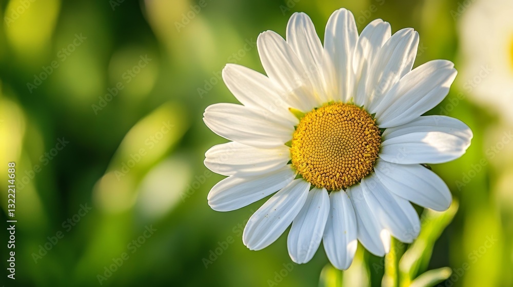 Obraz premium Close-Up of Vibrant Daisy Bloom With White Petals and Yellow Center in Bright Natural Sunlight Highlighting Springtime Beauty