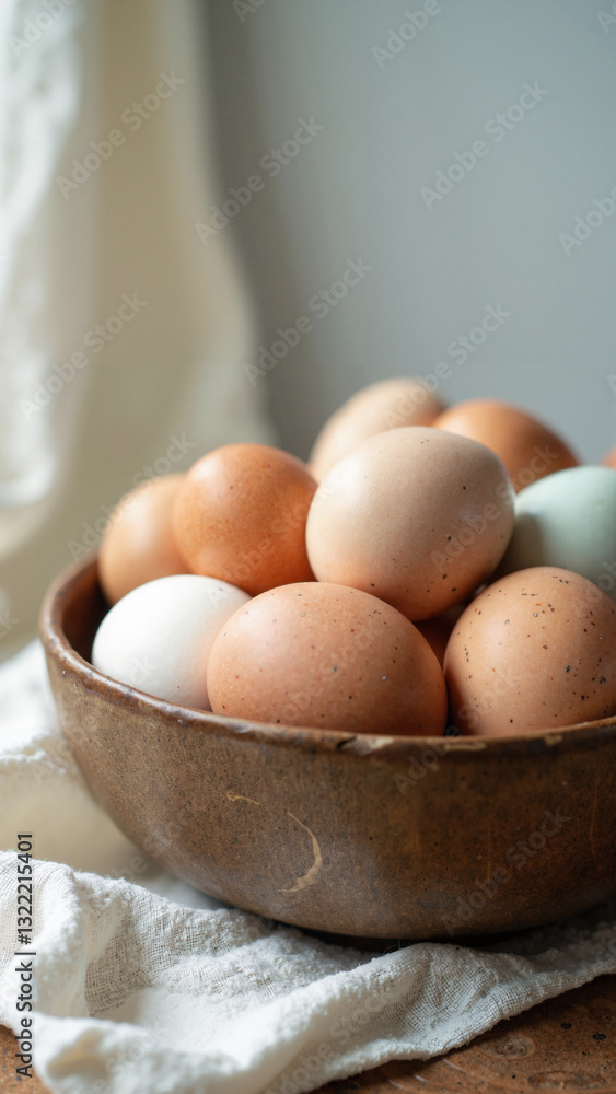 Fresh Farm Eggs in Rustic Bowl: Perfect for Culinary Blogs, Recipe Websites, and Easter Marketing Campaigns Fresh Farm Eggs in Rustic Bowl: Perfect for Culinary Blogs, Recipe Websites, and Easter Marketing Campaigns