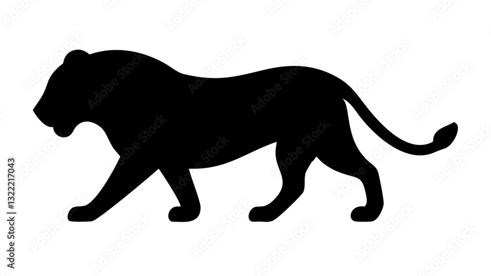 Obraz premium silhouette of a majestic lion prowling forward with a strong and powerful presence