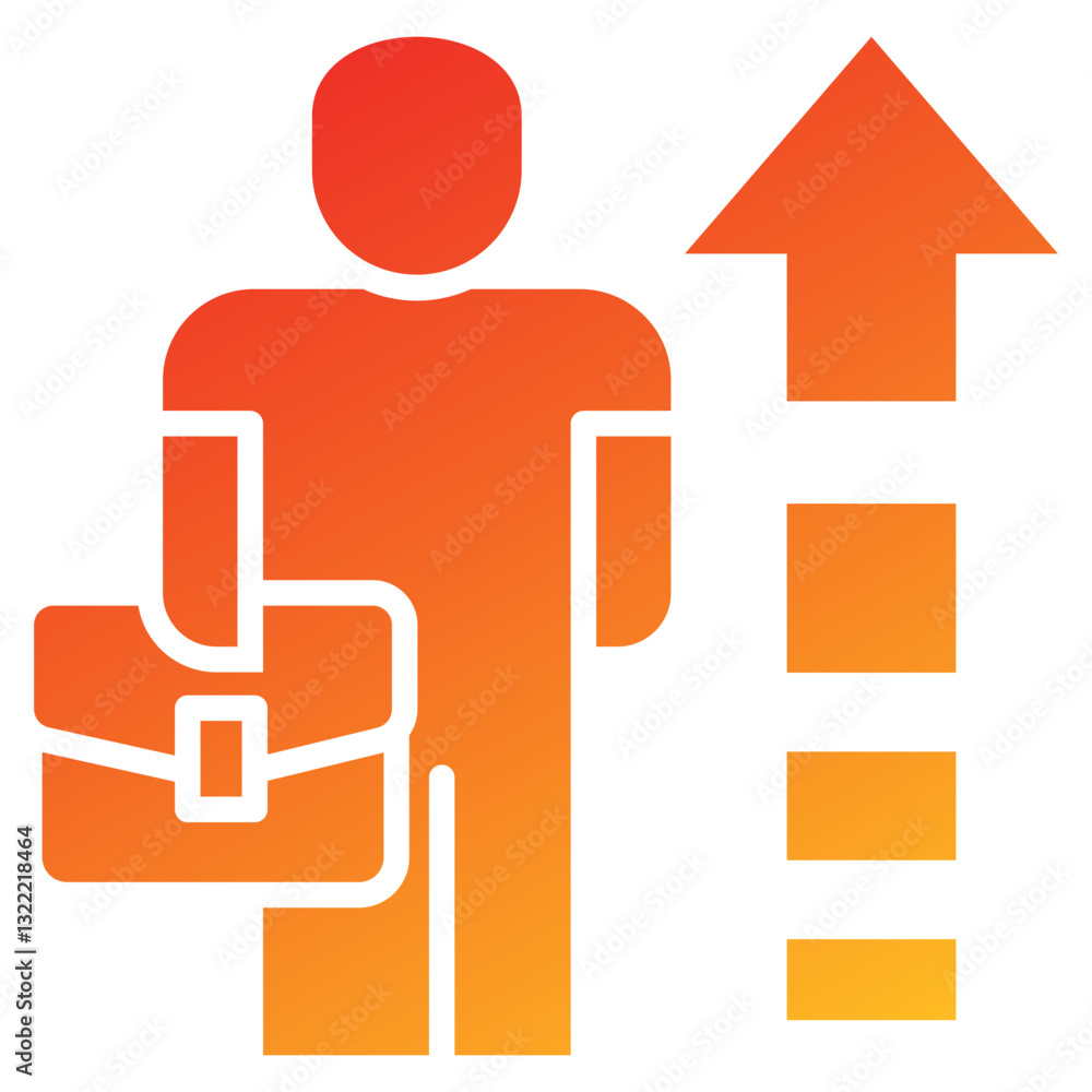 Employee Growth Glyph Gradient Icon Employee Growth Glyph Gradient Icon