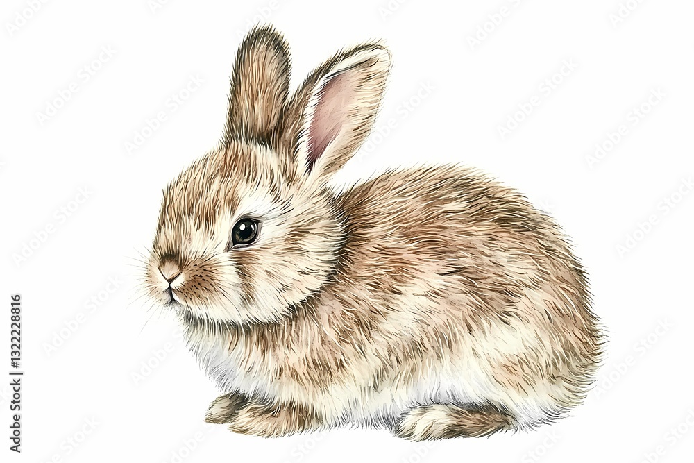 Obraz premium Watercolor baby bunny. Vector illustration with hand drawn fluffy rabbit, easter bunny. Clip art