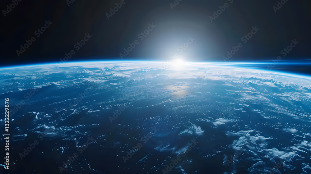 Fototapeta premium The sun is shining on the blue planet