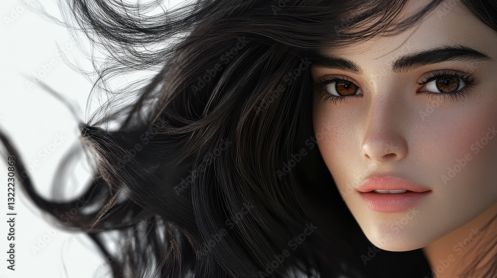 Fototapeta premium black hair model png