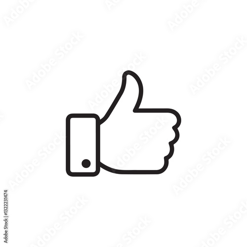 Minimalist like icon symbolizing approval, positivity, and success, thumbs up icon line art, vector
