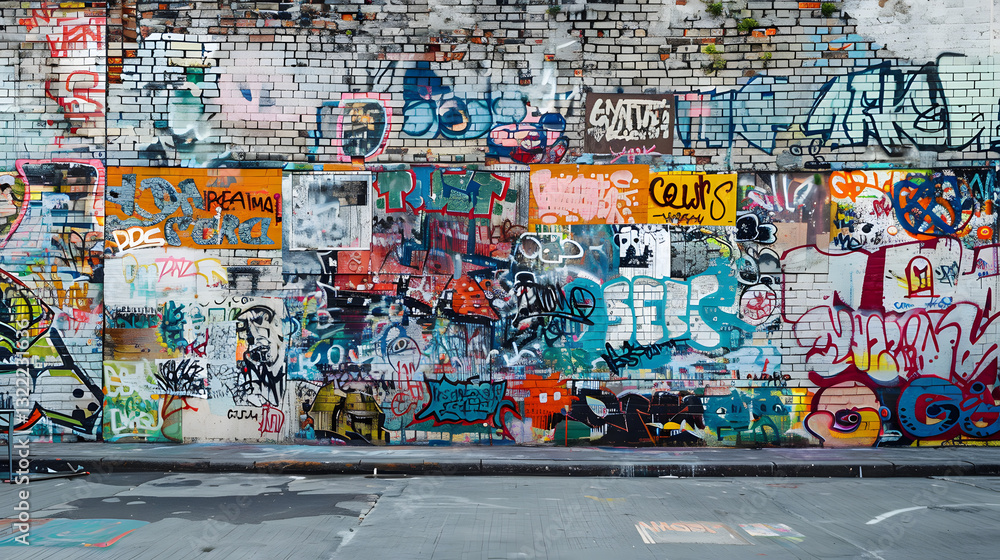 A wall covered in graffiti A wall covered in graffiti