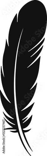 Bird Feather. Feathers vector in a flat style. Pen icon. Black quill feather silhouette. Plumelet