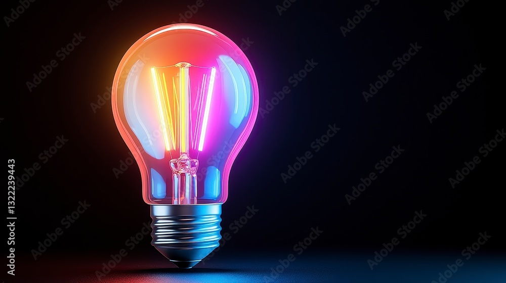 Pixel art lightbulb with vibrant neon colors glows on dark background. Digital illustration of an illuminated bulb, reflecting innovation and ideas Pixel art lightbulb with vibrant neon colors glows on dark background. Digital illustration of an illuminated bulb, reflecting innovation and ideas
