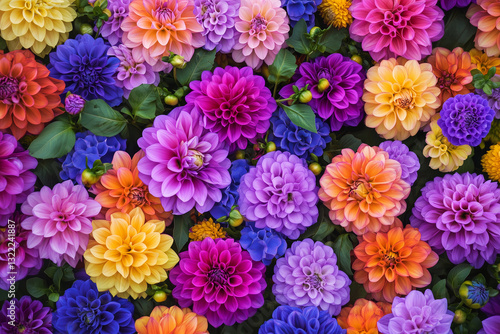 A beautiful bouquet of colorful flowers with vibrant pink, purple, and yellow petals blooming, background, banner