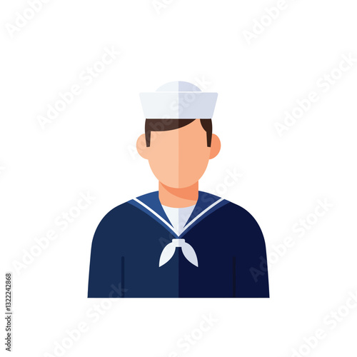 Sailor character in detailed flat style vector art with navy uniform and sailor hat