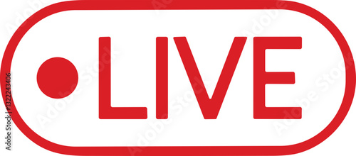 Live streaming icon. Red symbol and button of live streaming, broadcasting, online stream. Lower third template for tv, shows, movie and live performances. Vector