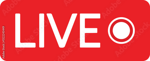 Live streaming icon. Red symbol and button of live streaming, broadcasting, online stream. Lower third template for tv, shows, movie and live performances. Vector