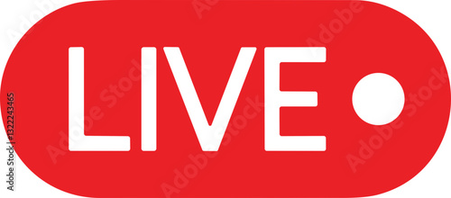 Live streaming icon. Red symbol and button of live streaming, broadcasting, online stream. Lower third template for tv, shows, movie and live performances. Vector