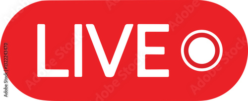 Live streaming icon. Red symbol and button of live streaming, broadcasting, online stream. Lower third template for tv, shows, movie and live performances. Vector