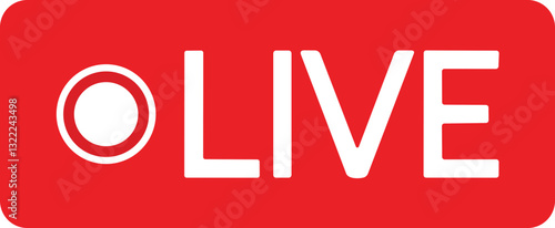 Live streaming icon. Red symbol and button of live streaming, broadcasting, online stream. Lower third template for tv, shows, movie and live performances. Vector
