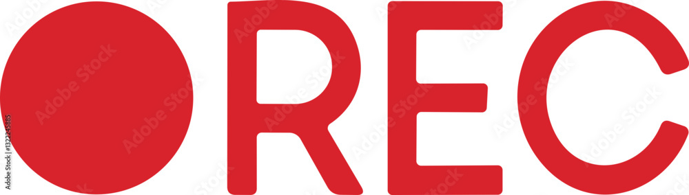 Recording sign icon. Red logo camera video recording symbol, rec icon Recording sign icon. Red logo camera video recording symbol, rec icon