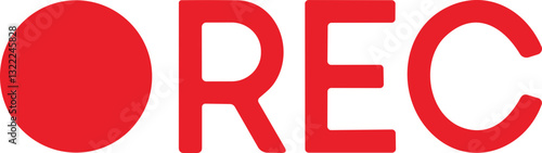 Recording sign icon. Red logo camera video recording symbol, rec icon