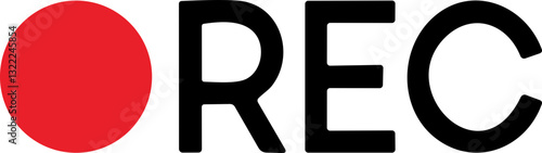 Recording sign icon. Red logo camera video recording symbol, rec icon