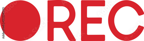 Recording sign icon. Red logo camera video recording symbol, rec icon