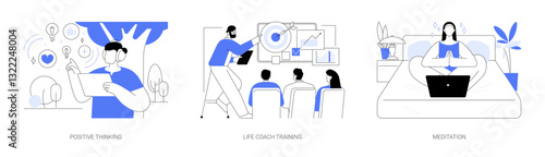 Emotional self-improvement isolated cartoon vector illustrations se