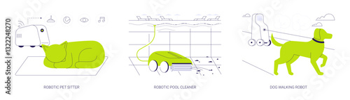 Household robots abstract concept vector illustrations.