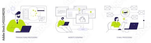 Business processes automation abstract concept vector illustrations.
