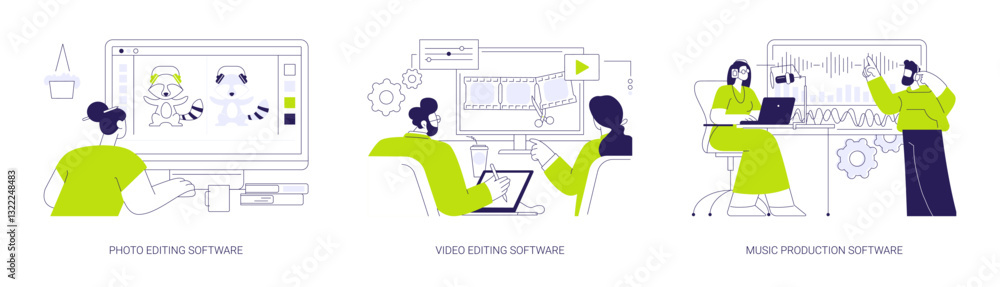 Professional software for creatives abstract concept vector illustrations. Professional software for creatives abstract concept vector illustrations.