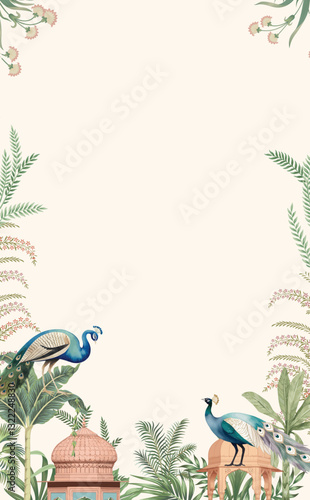 Traditional Mughal wedding invitation. Mughal wedding invitation card design.