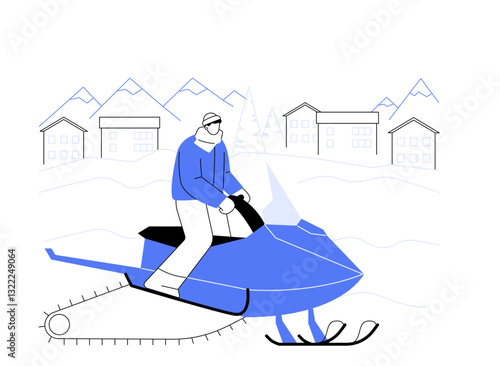 Snowmobile rental isolated cartoon vector illustrations.