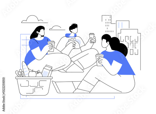 Urban picnic isolated cartoon vector illustrations.