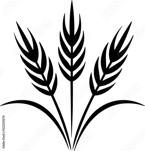 Bunche of wheat or rye ear with whole grain. Wheat wreath and grain spikes icon. Vector illustration