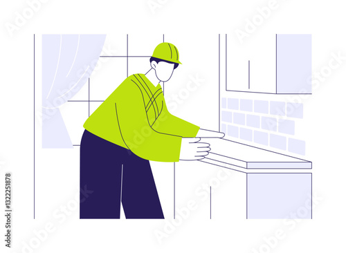 Countertop installation abstract concept vector illustration.