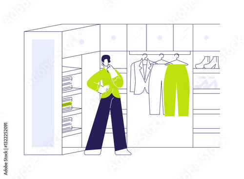 Custom walk-in closet abstract concept vector illustration.