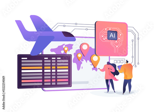 AI Air Traffic Scheduling abstract concept vector illustration.
