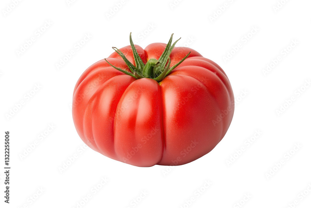 Fresh ripe heirloom tomato with unique shape and vibrant color suitable for salad, cooking, or garnishing dishes in culinary settings Fresh ripe heirloom tomato with unique shape and vibrant color suitable for salad, cooking, or garnishing dishes in culinary settings