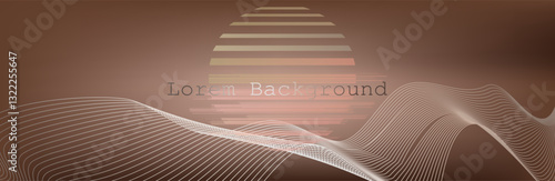 Retro background futuristic landscape 1980s 80s party background. Retro 80s sun and light brown background. Vector illustration. EPS 10