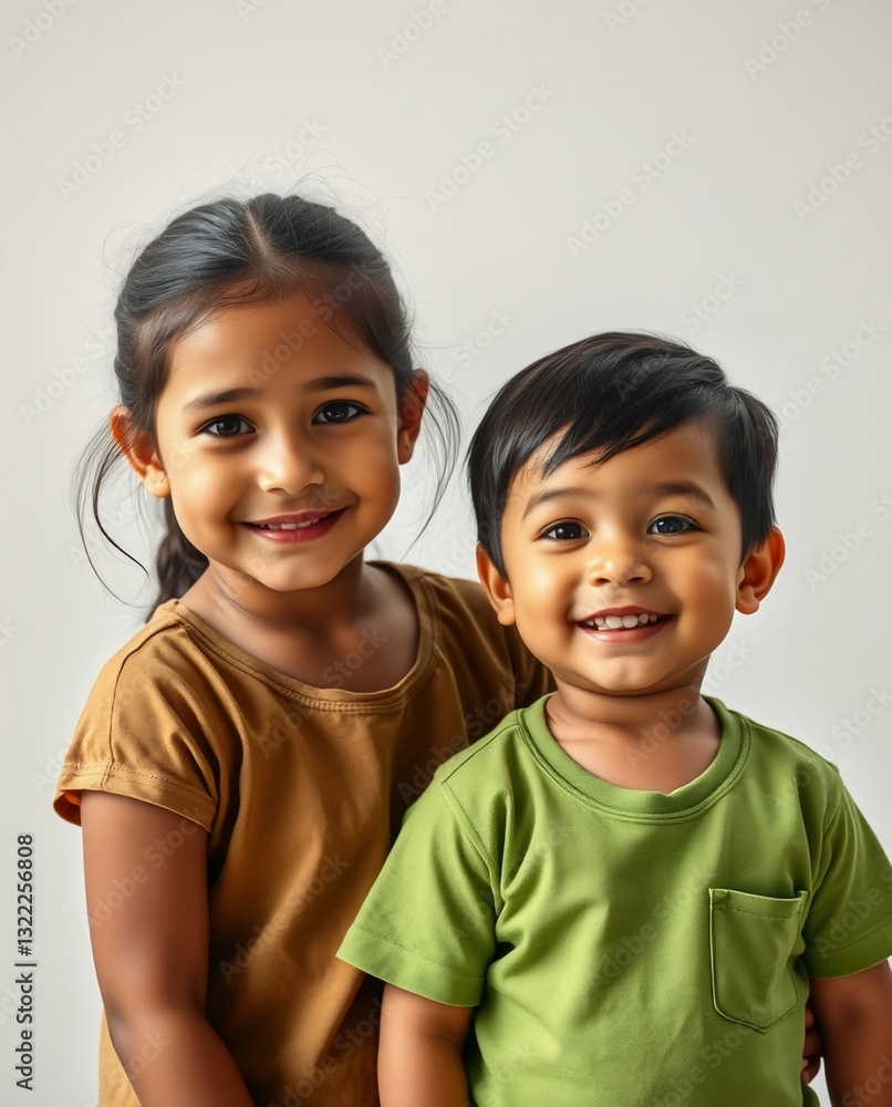 Cheerful Brother and Sister Portrait in Bright Natural Lighting Cheerful Brother and Sister Portrait in Bright Natural Lighting