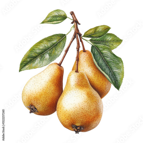 Pears isolated on Transparent background illustrating traditional botanical art style, Pears isolated on PNG background Old Botanical realistic, PNG background