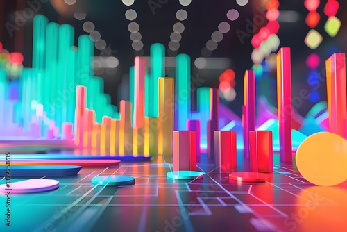 vibrant 3d visualization of colorful data analytics for digital marketing. generative ai