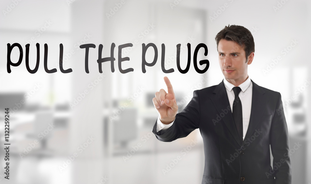 Businessman touch a transparent screen with Businessman touch a transparent screen with