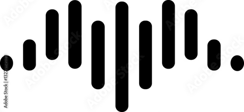 Sound wave icon. Analog and digital audio signal and graph. Music equalizer. Interference voice recording. High frequency radio wave. Vector illustration.