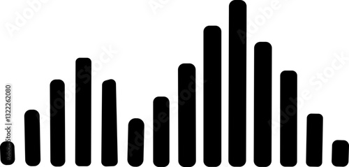 Sound wave icon. Analog and digital audio signal and graph. Music equalizer. Interference voice recording. High frequency radio wave. Vector illustration.
