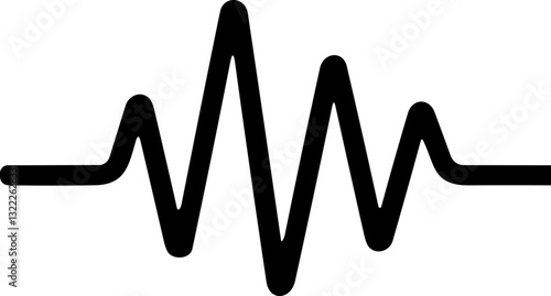 Sound wave icon. Analog and digital audio signal and graph. Music equalizer. Interference voice recording. High frequency radio wave. Vector illustration.