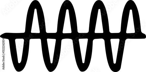 Sound wave icon. Analog and digital audio signal and graph. Music equalizer. Interference voice recording. High frequency radio wave. Vector illustration.
