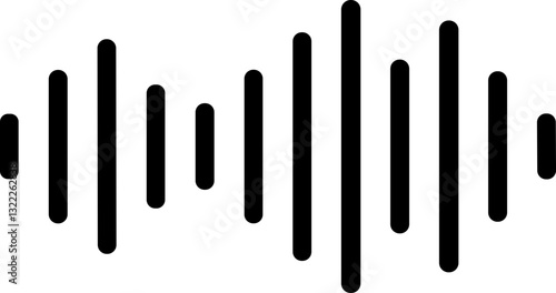 Sound wave icon. Analog and digital audio signal and graph. Music equalizer. Interference voice recording. High frequency radio wave. Vector illustration.