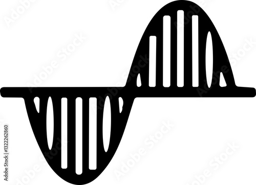 Sound wave icon. Analog and digital audio signal and graph. Music equalizer. Interference voice recording. High frequency radio wave. Vector illustration.