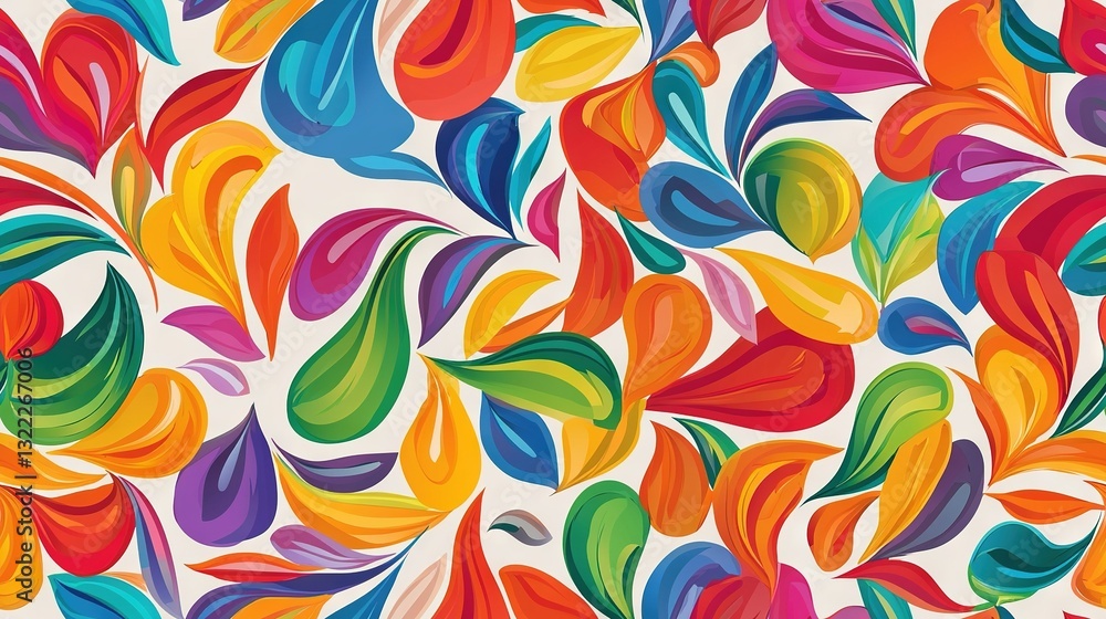 Multicolored leaf pattern on white wallpaper Multicolored leaf pattern on white wallpaper
