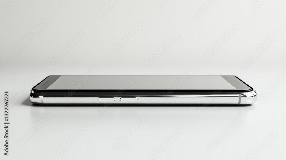 A sleek, silver smartphone, resembling the , sits against a pristine white background, ready to become the star of your mockup. Its minimalist design and subtle silver shadow create a
