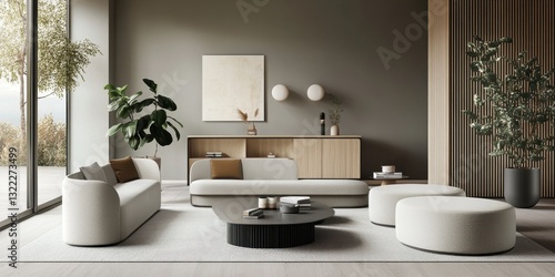 Wallpaper Mural A modern living room with contemporary furniture and decorations Torontodigital.ca