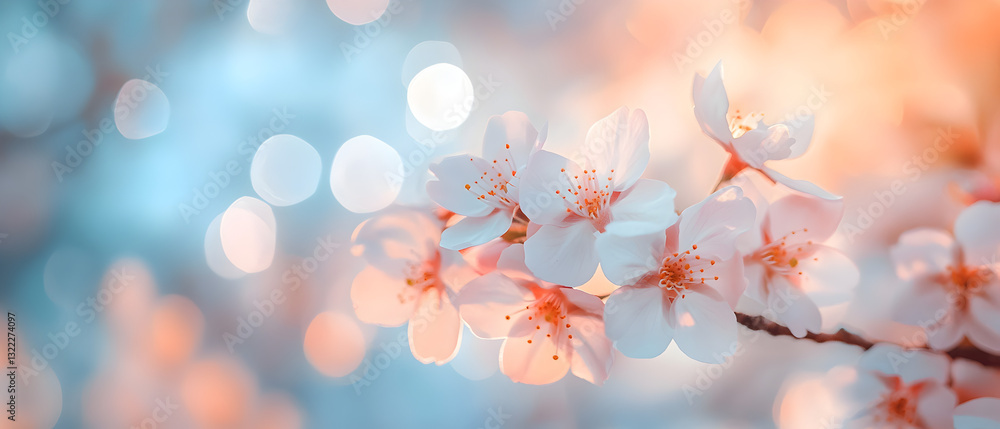 Fototapeta premium Ethereal Cherry Blossoms – Dreamy Pastel Spring Panorama