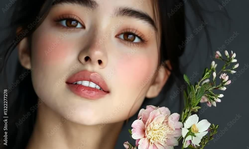 Portrait of a Beautiful Woman with Flowers Portrait of a Beautiful Woman with Flowers